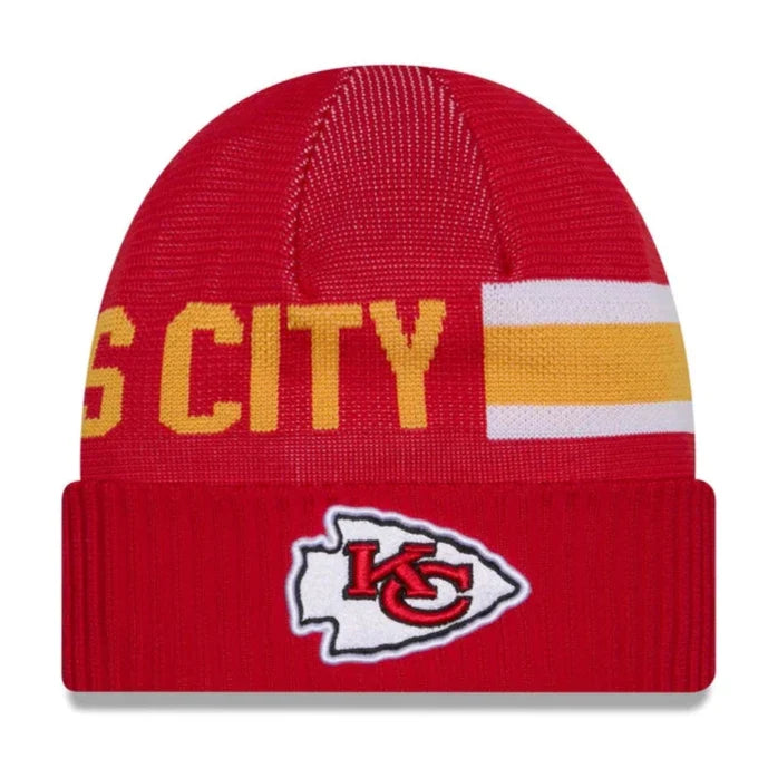 New Era Kansas City Chiefs Cold Weather Tech Knit Beanie product image 1, provided for visual reference and product detail