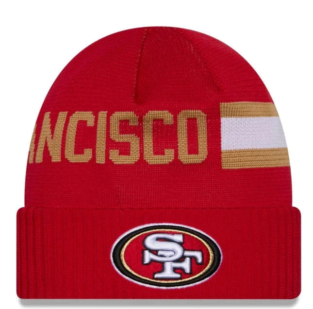 New Era San Franciso 49ers Cold Weather Tech Knit Beanie product image 1, provided for visual reference and product detail