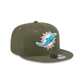 New Era Men Miami Dolphins 9FIFTY Snapback Hat-Olive Green product image 1, provided for visual reference and product detail
