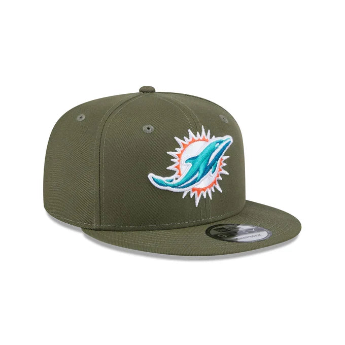 New Era Men Miami Dolphins 9FIFTY Snapback Hat-Olive Green product image 1, provided for visual reference and product detail