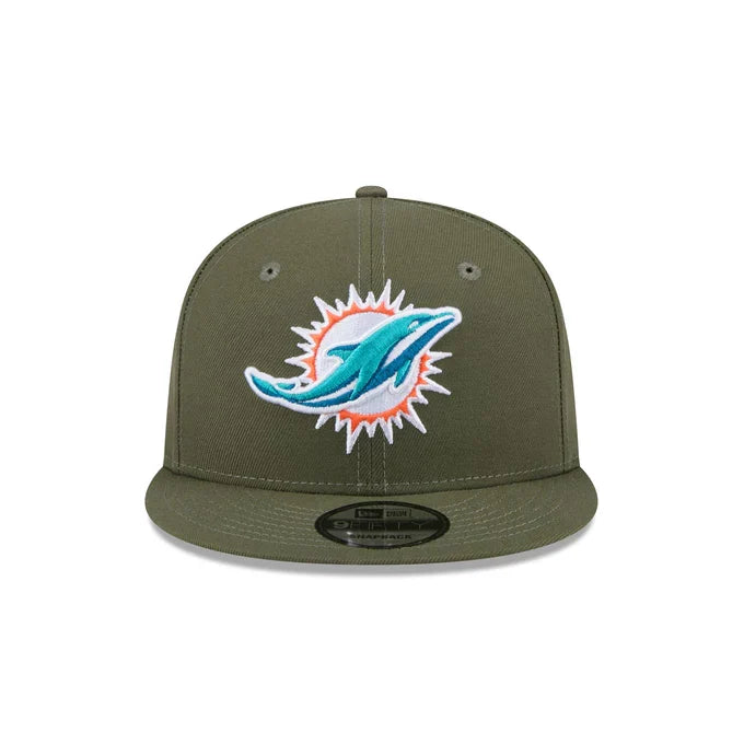 New Era Men Miami Dolphins 9FIFTY Snapback Hat-Olive Green product image 3, provided for visual reference and product detail