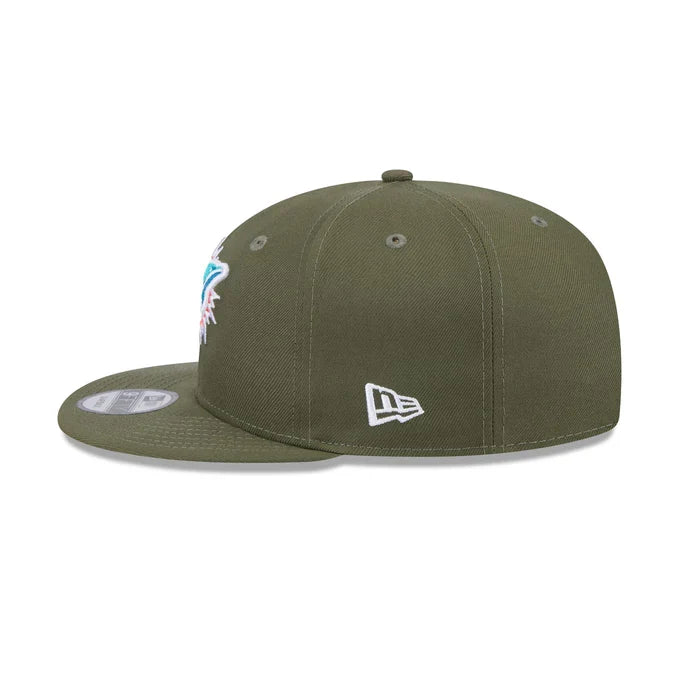 New Era Men Miami Dolphins 9FIFTY Snapback Hat-Olive Green product image 4, provided for visual reference and product detail