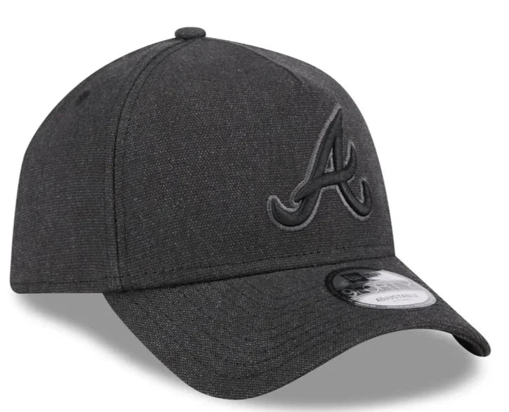 New Era Atlanta Braves Logo Essentials A Frame 9FORTY Adjustable Hat-Charcoal Black product image 1, provided for visual