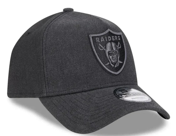 New Era Las Vegas Raiders Logo Essentials A Frame 9FORTY Adjustable Hat-Charcoal Black product image 1, provided for visual
