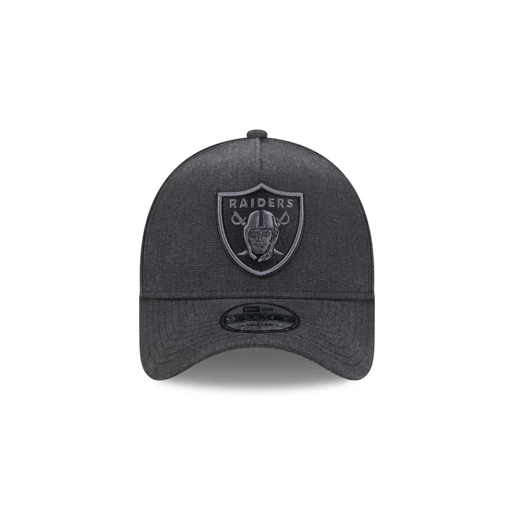 New Era Las Vegas Raiders Logo Essentials A Frame 9FORTY Adjustable Hat-Charcoal Black product image 3, provided for visual