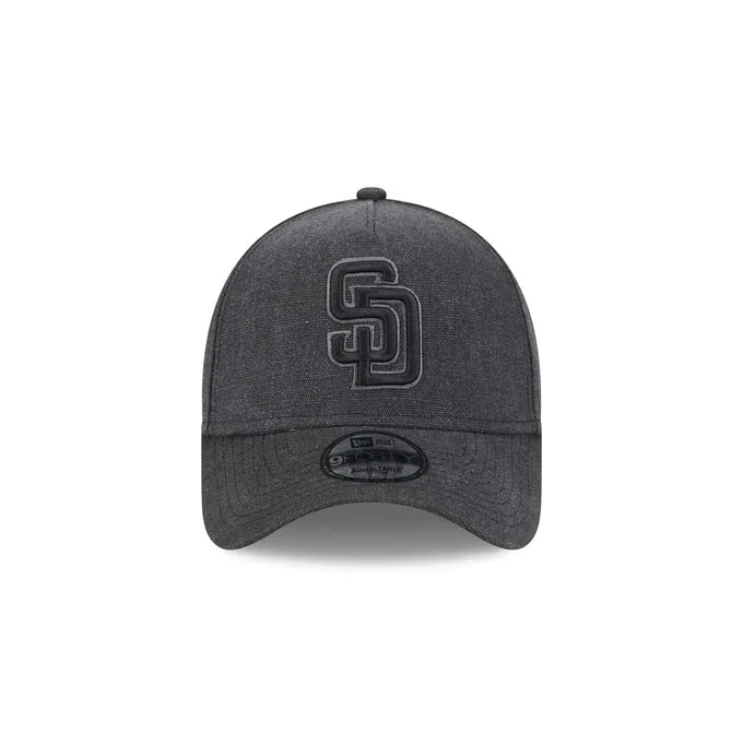 New Era San Diego Padres Logo Essentials A Frame 9FORTY Adjustable Hat-Charcoal Black product image 3, provided for visual