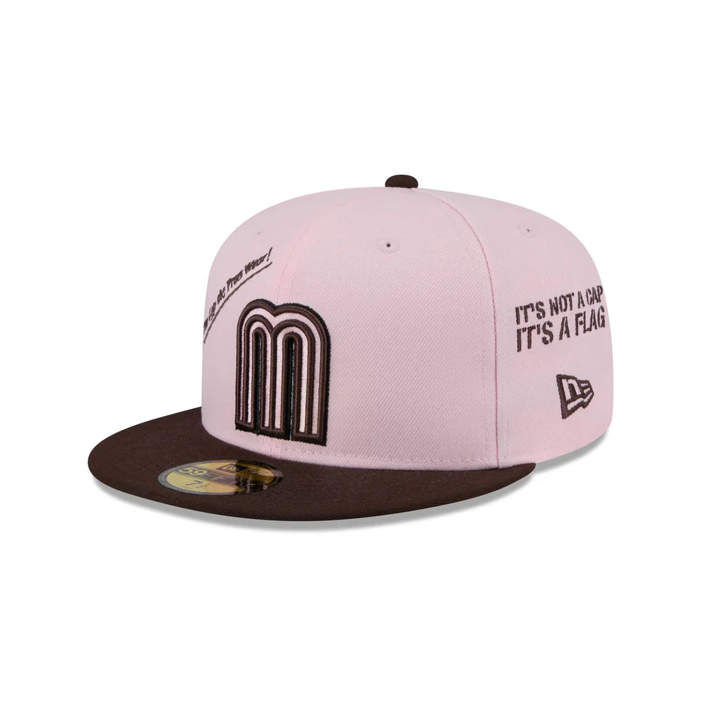 New Era Mexico Anniversary Logos 59FIFTY Fitted Hat-Pink/Brown product image 2, provided for visual reference and product
