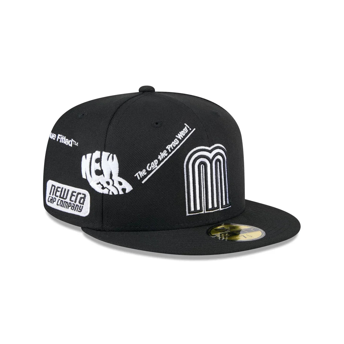 New Era Mexico Anniversary Logos 59FIFTY Fitted Hat-Black/White product image 1, provided for visual reference and product