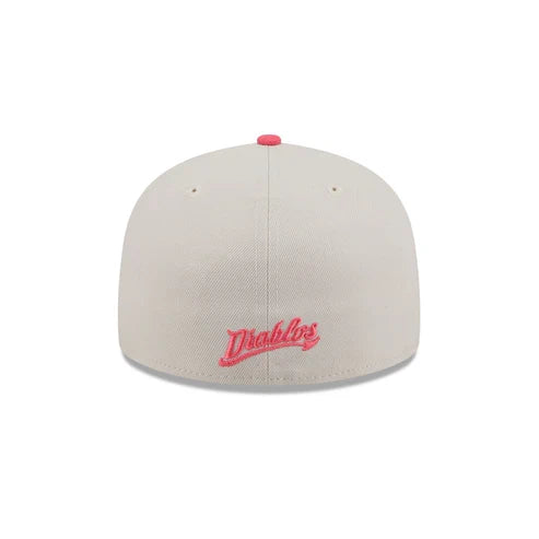 New Era Diablos Rojos Del Mexico Two-Tone Coral 59FIFTY Fitted Hat-Pink product image 6, provided for visual reference and