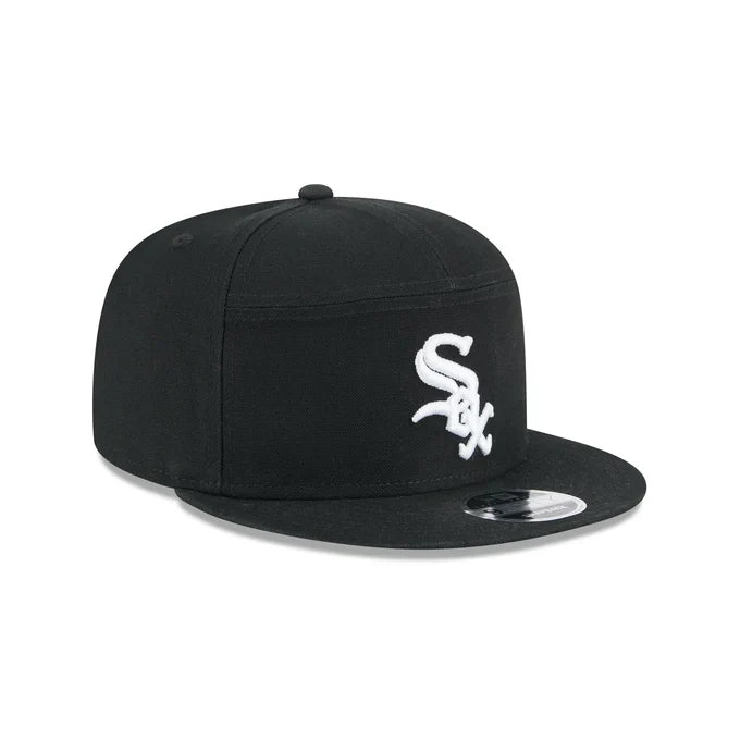 New Era Chicago White Sox Cotton Canvas 9FIFTY Split Panel Trucker Hat product image 1, provided for visual reference and