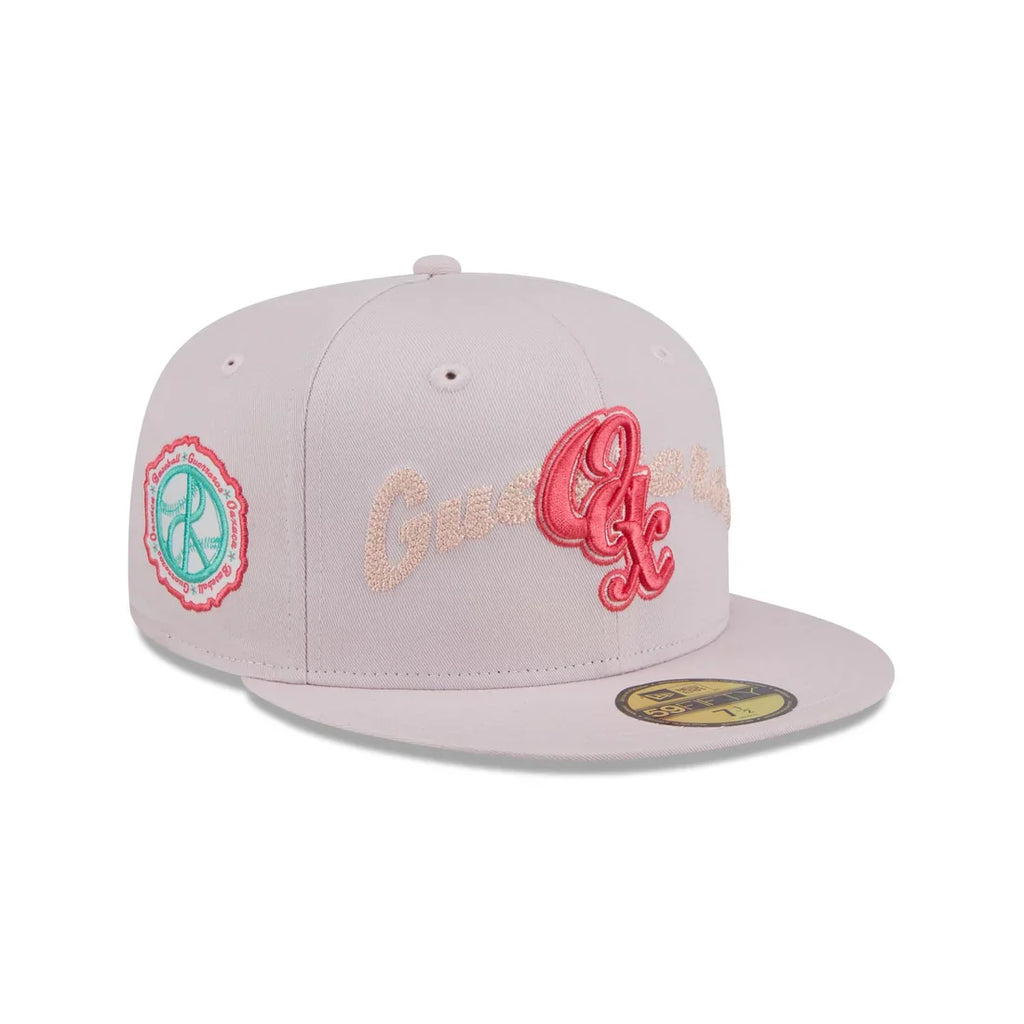 New Era Guerreros De Oaxaca Stacked Wordmark 59FIFTY Fitted Hat-Pink product image 1, provided for visual reference and