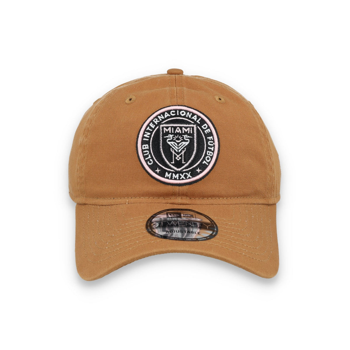 New Era Inter Miami Crest 9TWENTY Adjustable Hat-Khaki product image 2, provided for visual reference and product detail