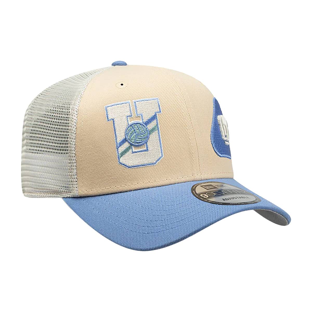 New Era Pumas 9Seventy Truckers Snapback Hat-Khaki/Baby Blue product image 2, provided for visual reference and product