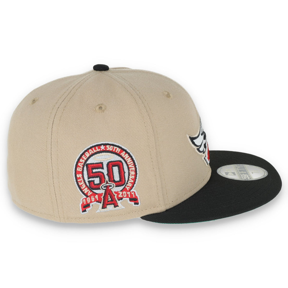 New Era Los Angeles Angels 50th Anniversary Patch 59FIFTY Fitted Khaki Hat product image 6, provided for visual reference