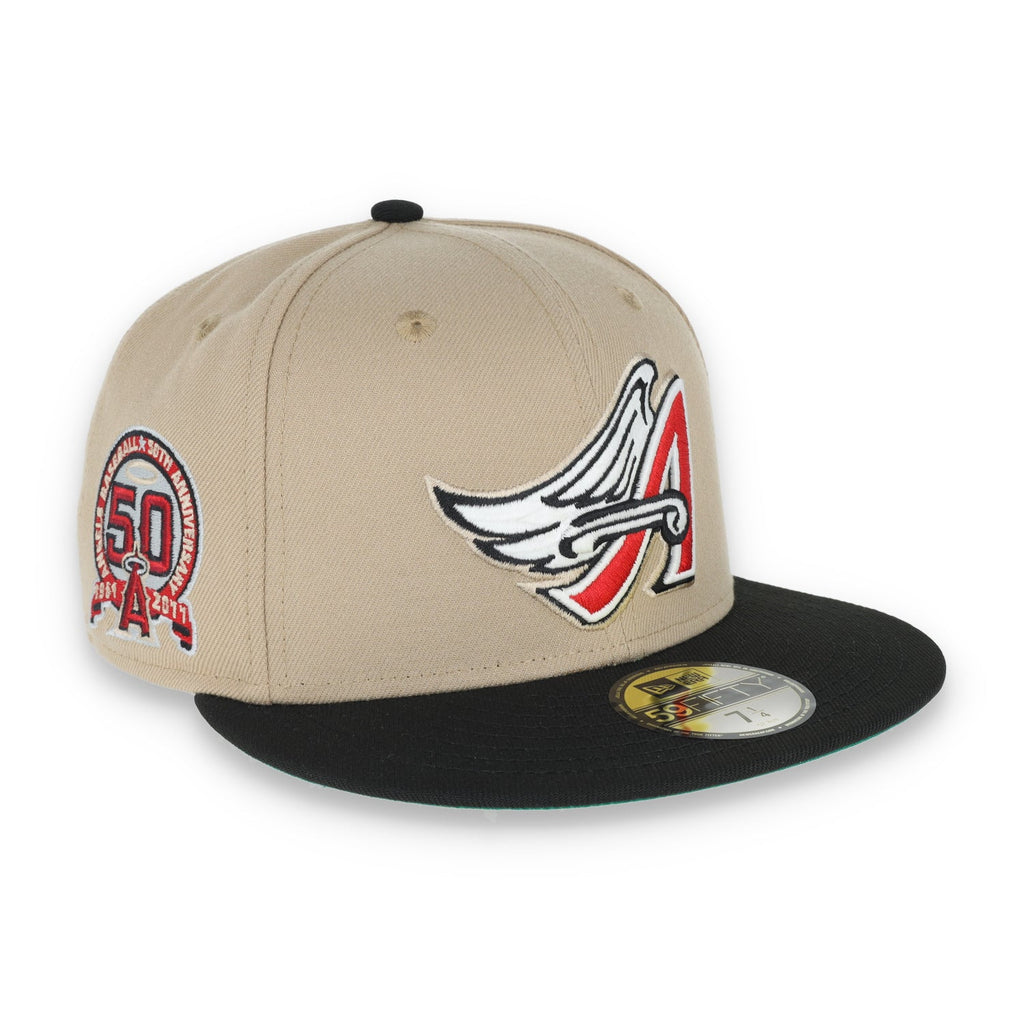 New Era Los Angeles Angels 50th Anniversary Patch 59FIFTY Fitted Khaki Hat product image 1, provided for visual reference