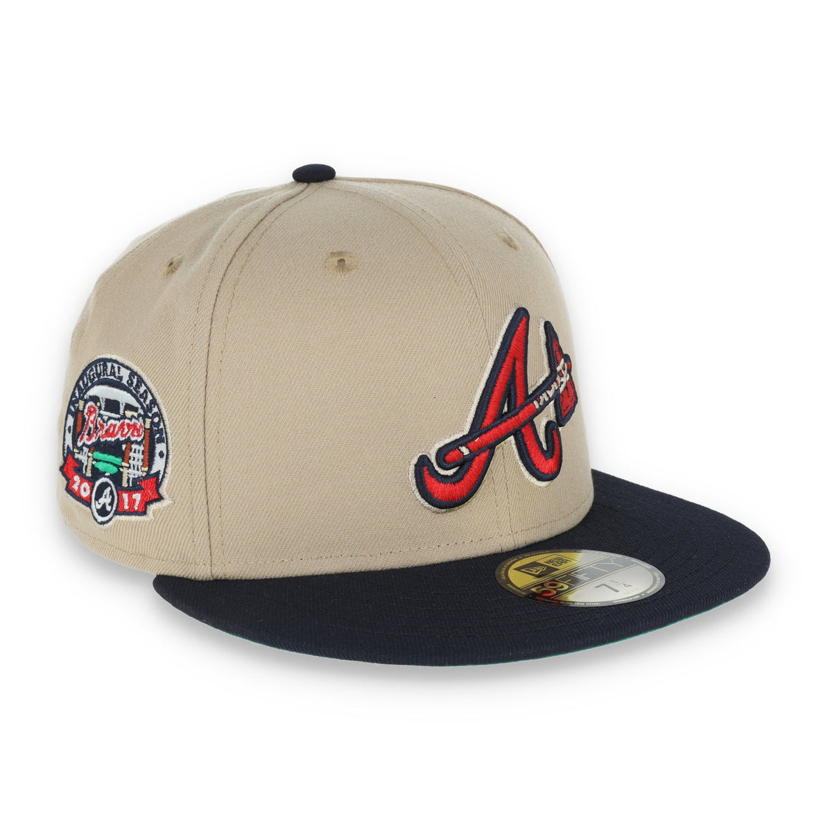 New Era Atlanta Braves 2017 Inaugural Season Side Patch 59FIFTY Fitted Khaki Hat product image 1, provided for visual