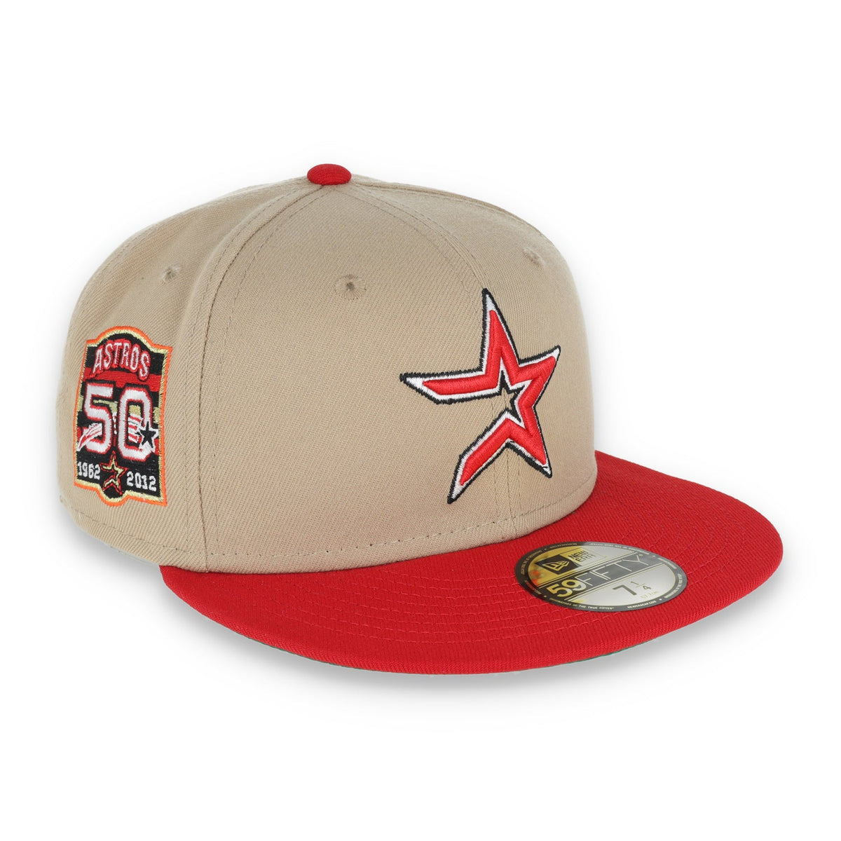 New Era Houston Astros 50th Anniversary Patch 59FIFTY Fitted Khaki Hat product image 1, provided for visual reference and