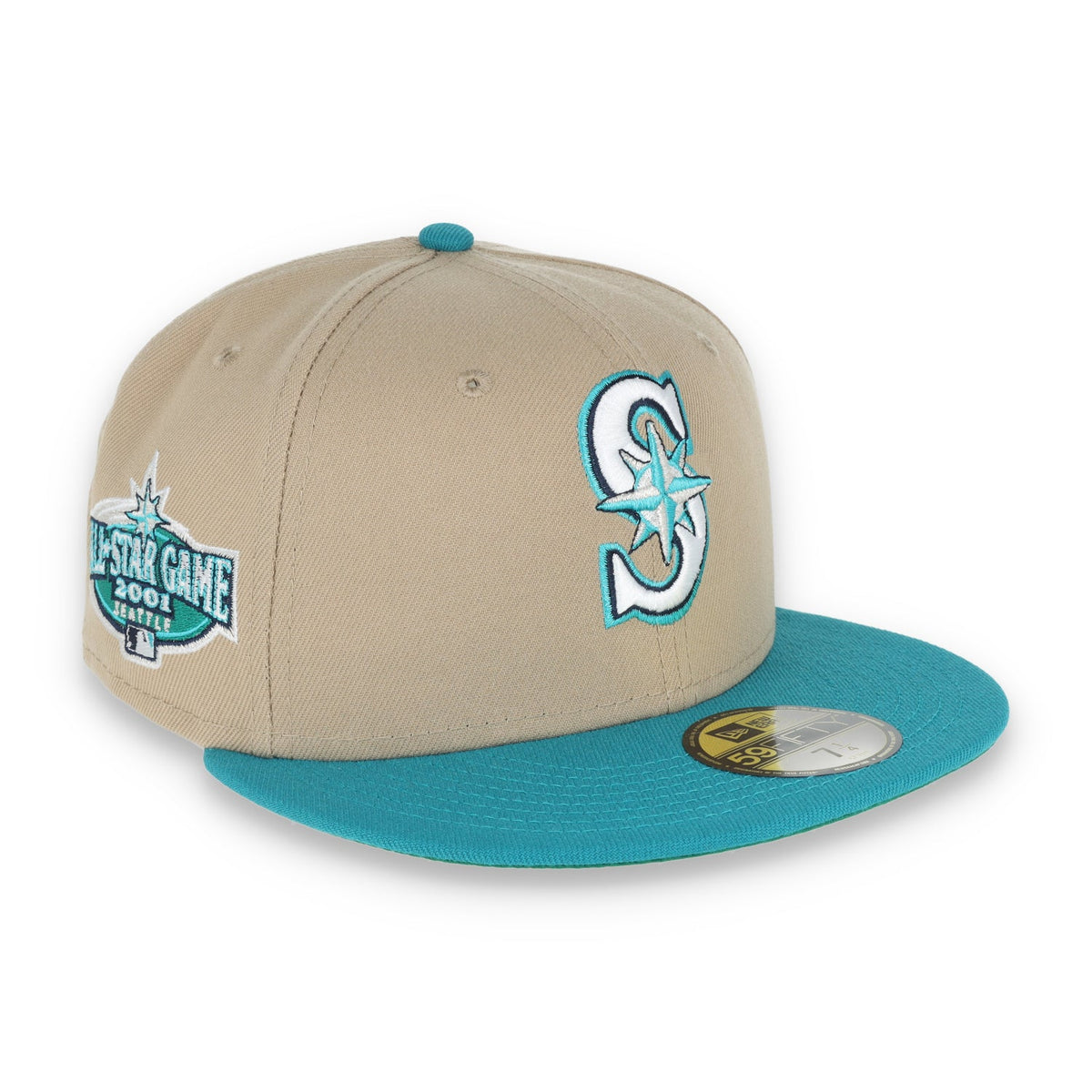New Era Seattle Mariners 2001 All Star Game Patch 59FIFTY Fitted Khaki Hat product image 1, provided for visual reference
