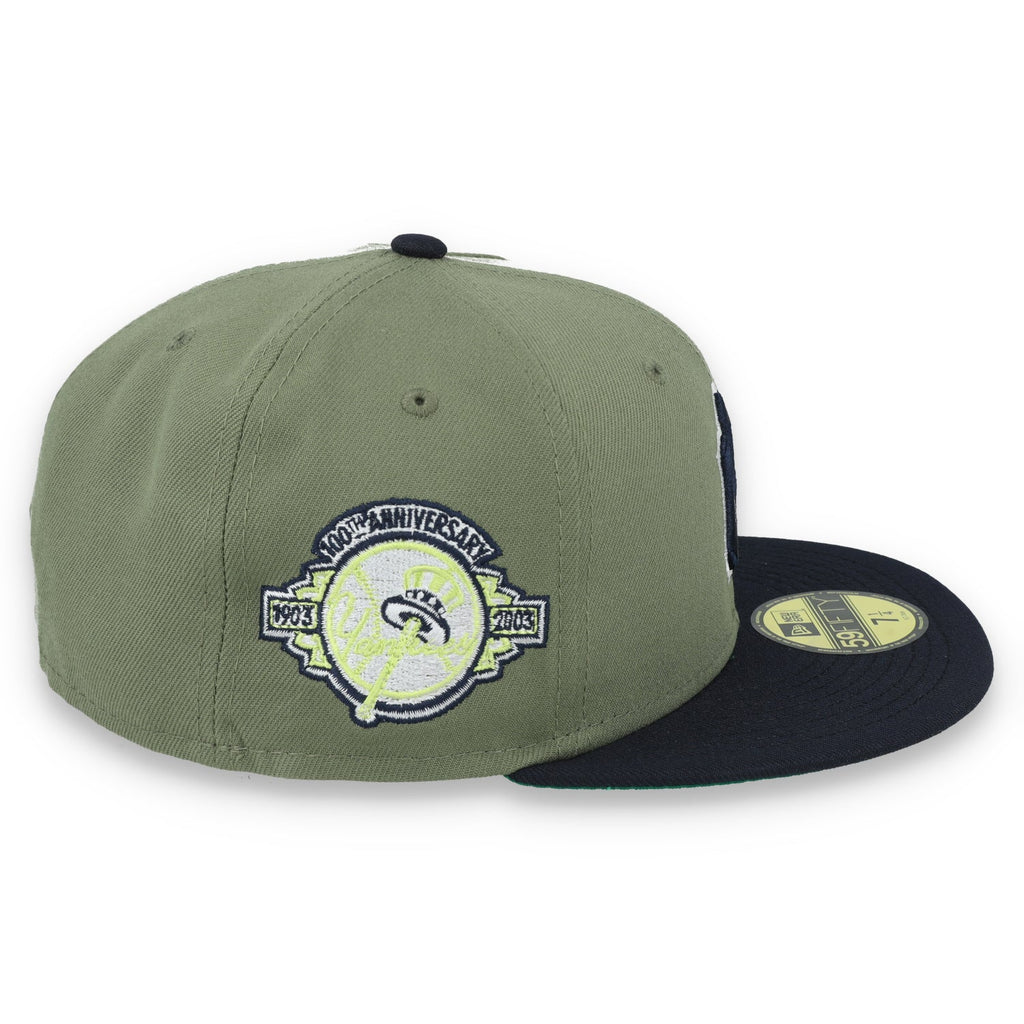 New Era New York Yankees 100th Anniversary Side Patch 59FIFTY Fitted Hat- Olive Green product image 6, provided for visual