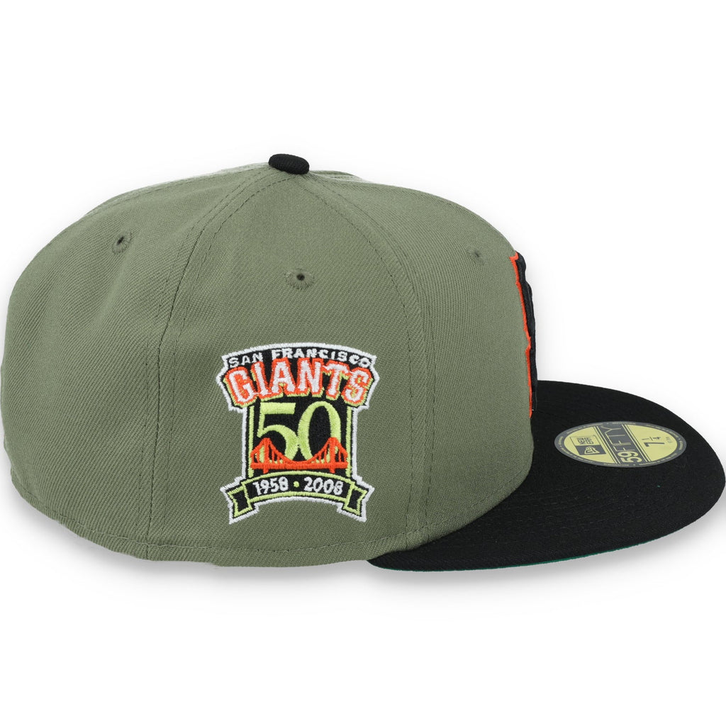 New Era San Francisco Giants 50th Anniversary Side Patch 59FIFTY Fitted Hat- Olive Green product image 6, provided for
