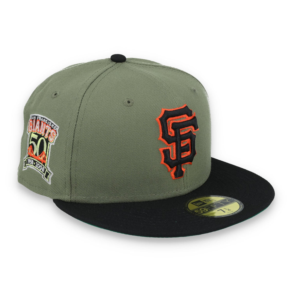 New Era San Francisco Giants 50th Anniversary Side Patch 59FIFTY Fitted Hat- Olive Green product image 1, provided for