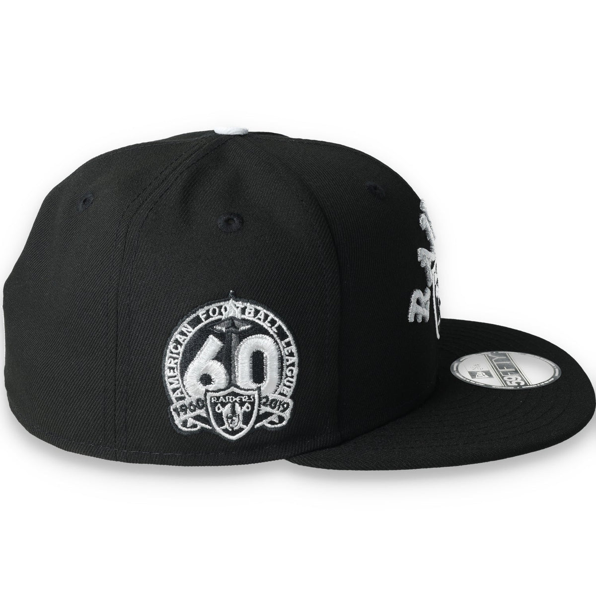 New Era Las Vegas Raiders 60th Anniversary Side Patch Gothic 59FIFTY Fitted Hat product image 6, provided for visual