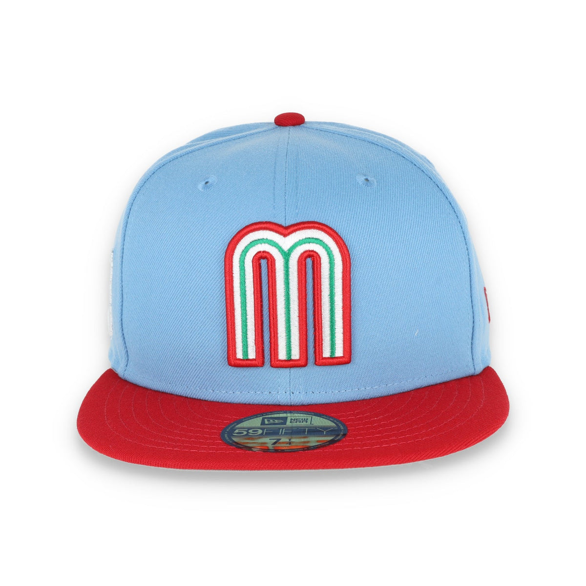 New Era Official Wbc Mexico Wordmark 59Fifty Fitted Hat-Scarlet/Sky product image 2, provided for visual reference and