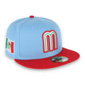 New Era Official Wbc Mexico Wordmark 59Fifty Fitted Hat-Scarlet/Sky product image 1, provided for visual reference and