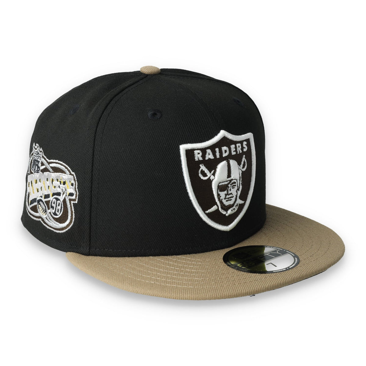 New Era Las Vegas Raiders Retro 98 Draft 2-Tone 59FIFTY Fitted Hat-Khaki/Black product image 1, provided for visual