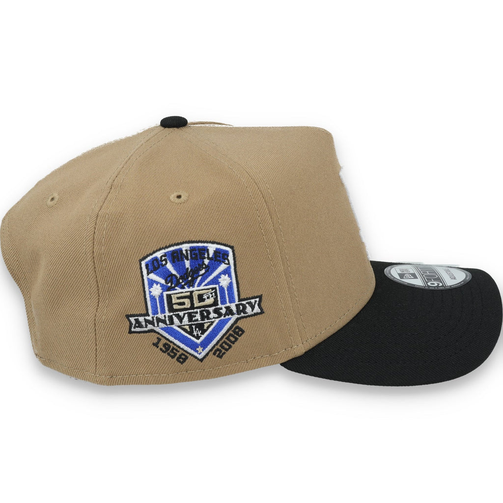 New Era Los Angeles Dodgers 50th Anniversary Side Patch A Frame 9FORTY Adjustable Hat-Khaki product image 6, provided for