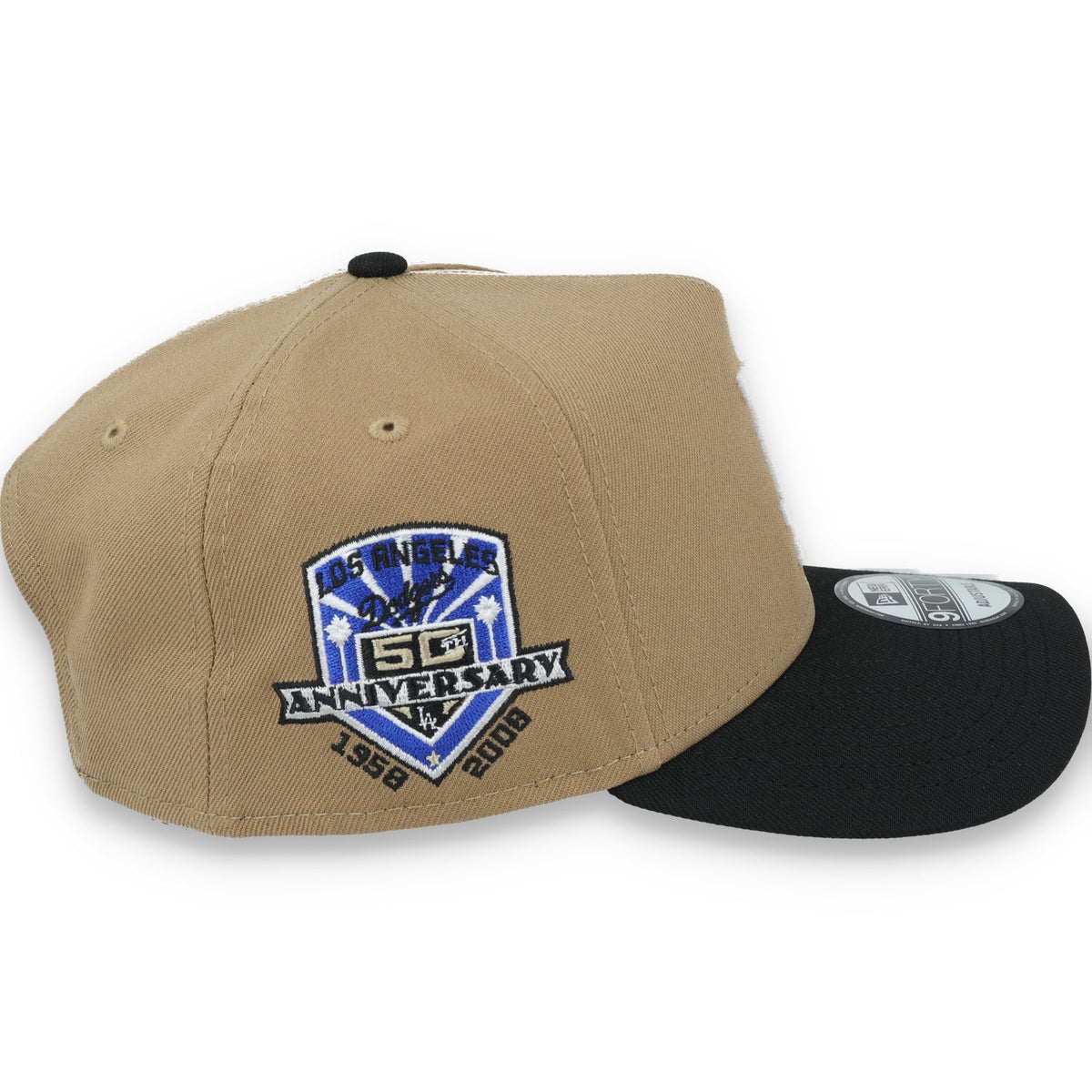 New Era Los Angeles Dodgers 50th Anniversary Side Patch A Frame 9FORTY Adjustable Hat-Khaki product image 6, provided for