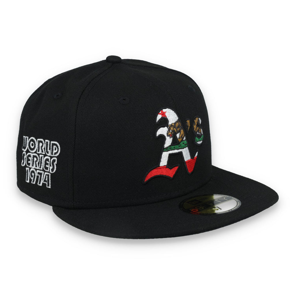 New Era Oakland Athletics 1974 World Series Side Patch CA Bear 59FIFTY Fitted Hat-Black product image 1, provided for visual