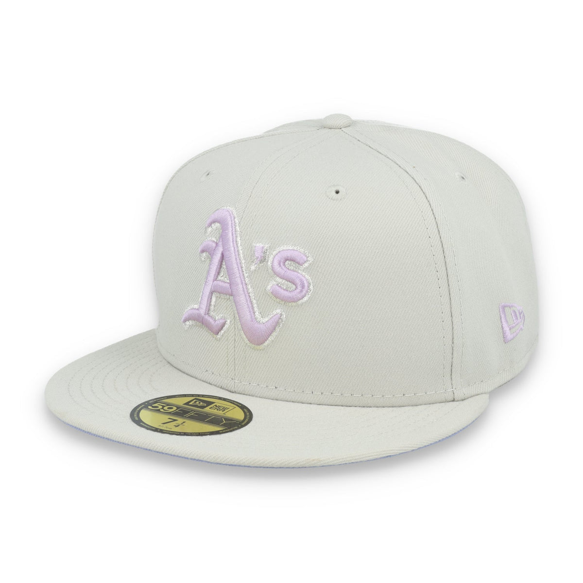 New Era Oakland Athletics Floral Side Patch 59FIFTY Fitted Hat-Stone/Lavender product image 3, provided for visual reference