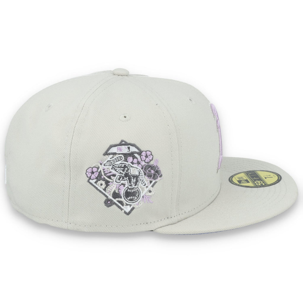 New Era Oakland Athletics Floral Side Patch 59FIFTY Fitted Hat-Stone/Lavender product image 6, provided for visual reference