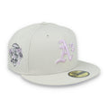 New Era Oakland Athletics Floral Side Patch 59FIFTY Fitted Hat-Stone/Lavender product image 1, provided for visual reference
