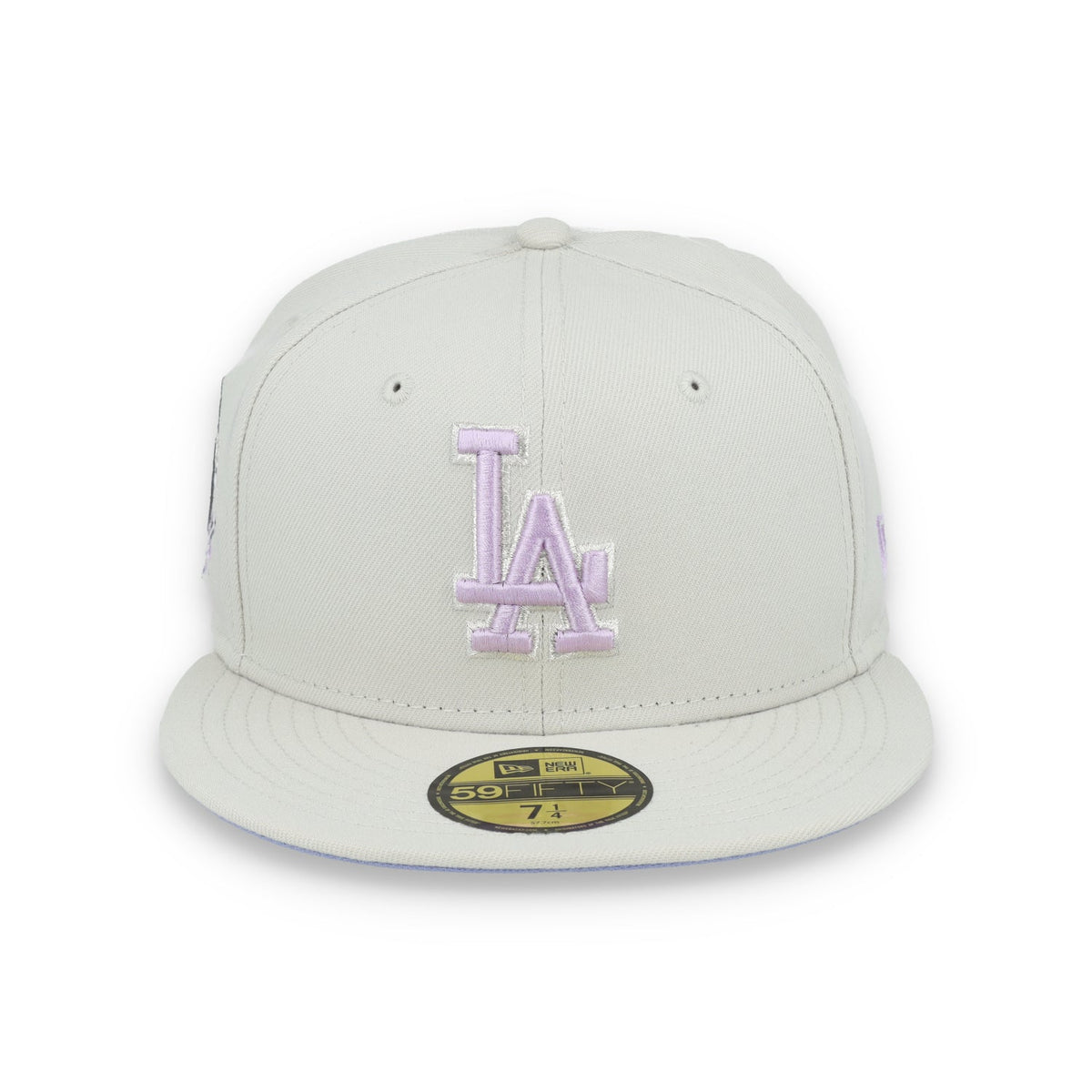 New Era Los Angeles Dodgers Floral Side Patch 59FIFTY Fitted Hat-Stone/Lavender product image 2, provided for visual