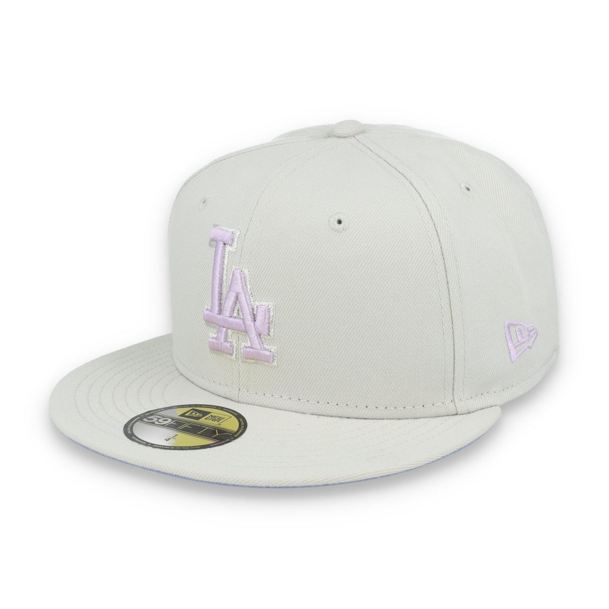New Era Los Angeles Dodgers Floral Side Patch 59FIFTY Fitted Hat-Stone/Lavender product image 3, provided for visual