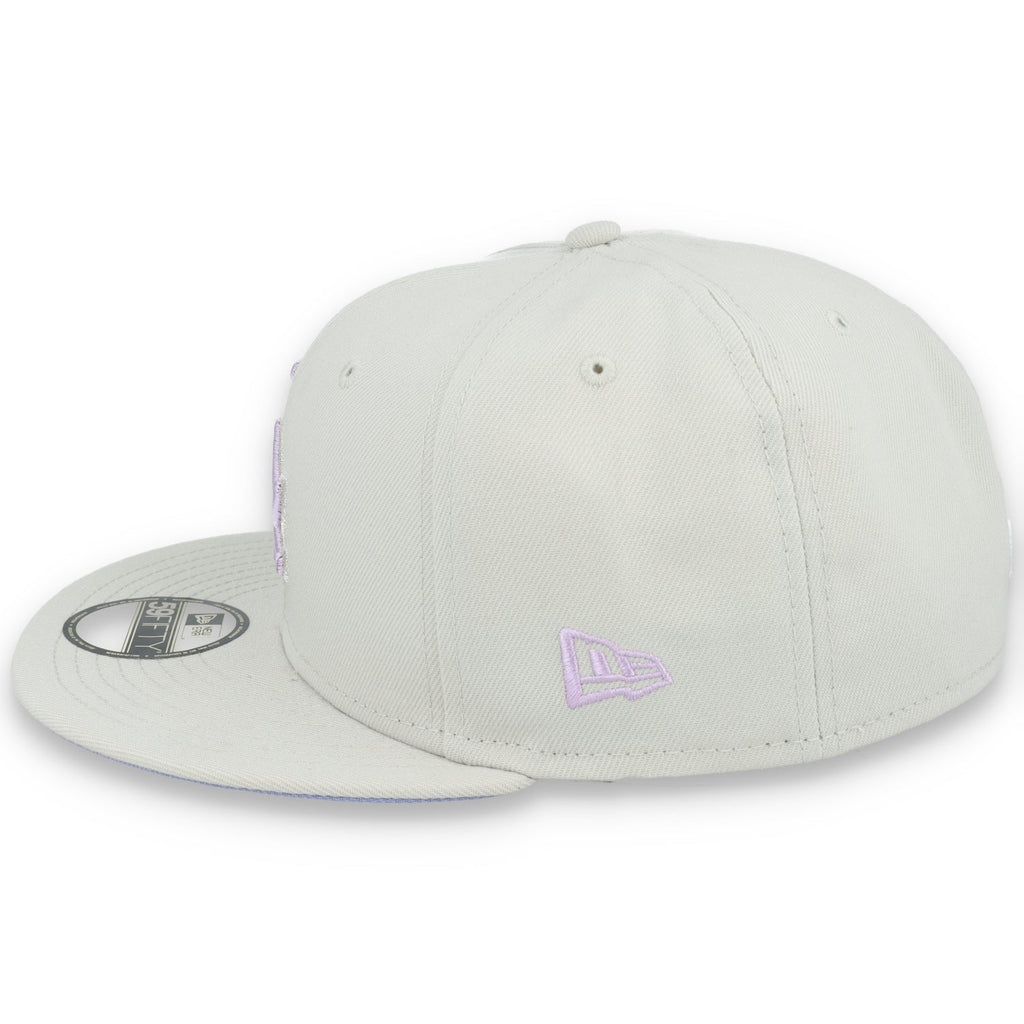 New Era Los Angeles Dodgers Floral Side Patch 59FIFTY Fitted Hat-Stone/Lavender product image 4, provided for visual