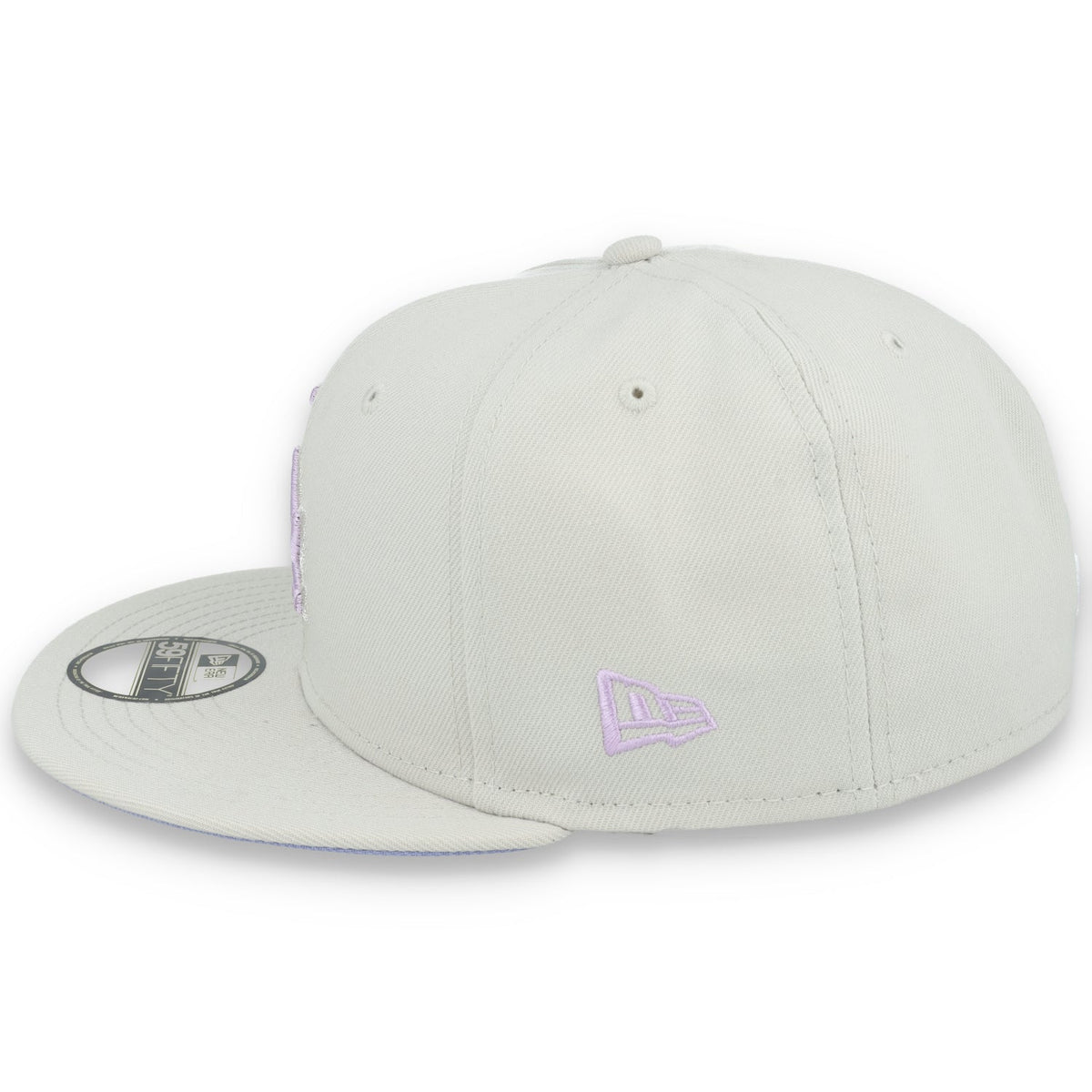 New Era Los Angeles Dodgers Floral Side Patch 59FIFTY Fitted Hat-Stone/Lavender product image 4, provided for visual