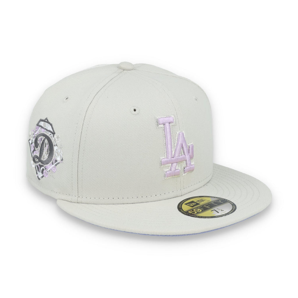 New Era Los Angeles Dodgers Floral Side Patch 59FIFTY Fitted Hat-Stone/Lavender product image 1, provided for visual