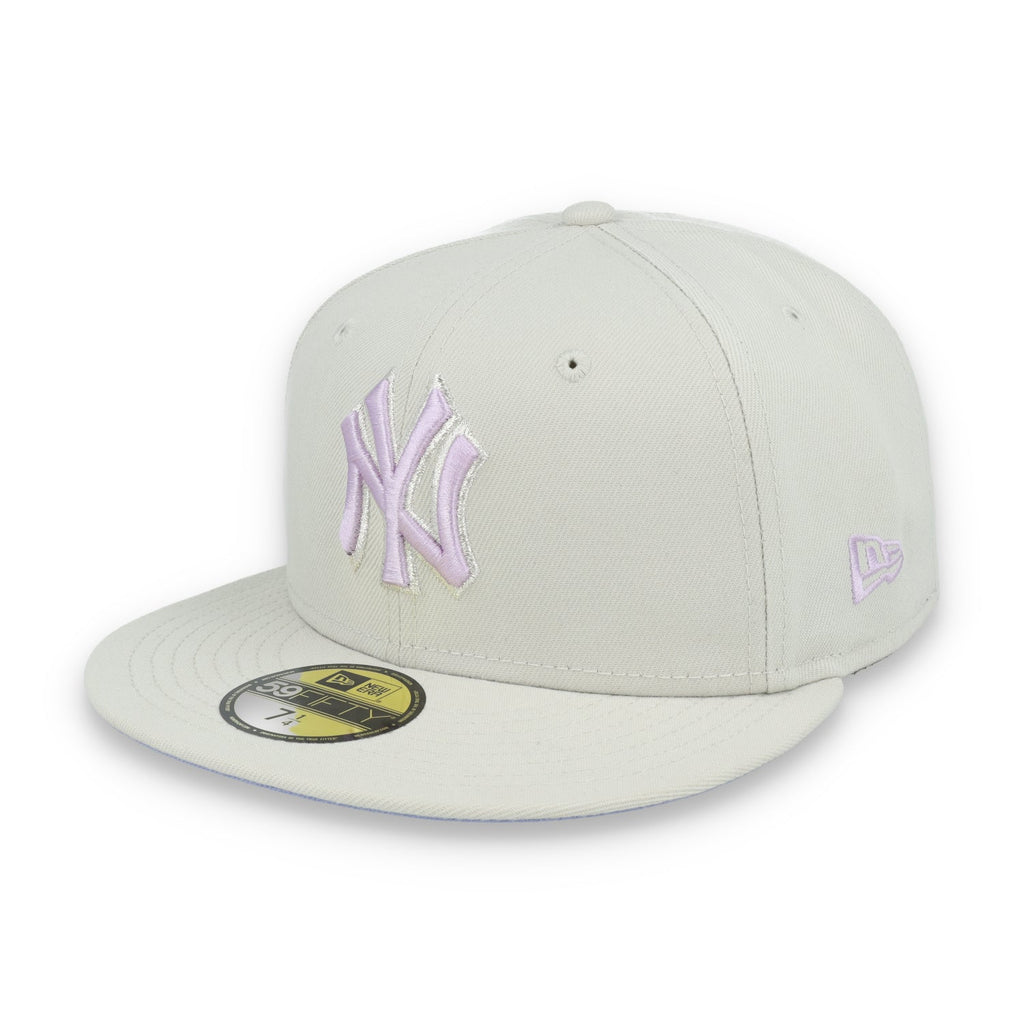 New Era Los New York Yankees Floral Side Patch 59FIFTY Fitted Hat-Stone/Lavender product image 3, provided for visual