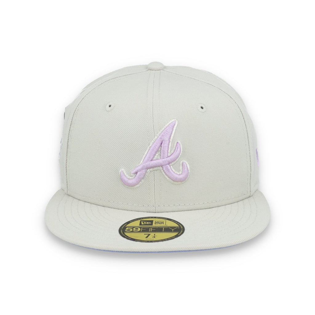 New Era Atlanta Braves Floral Side Patch 59FIFTY Fitted Hat-Stone/Lavender product image 2, provided for visual reference