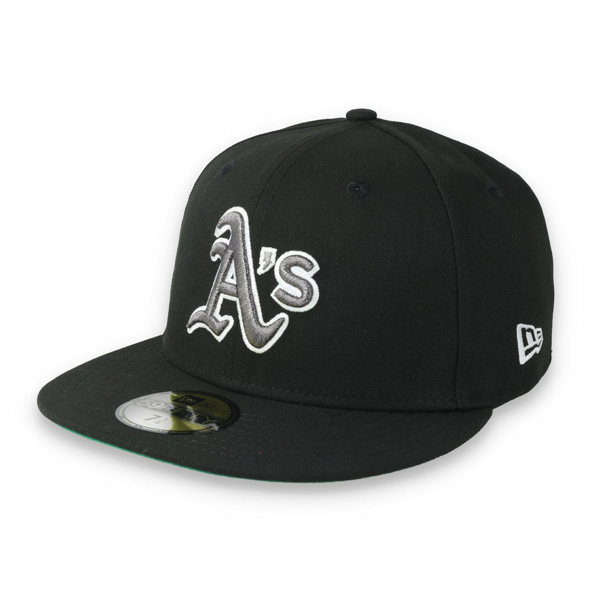 New Era Oakland Athletics 25th Anniversary Side Patch 59FIFTY Fitted Hat-Metallic Grey/Black product image 3, provided for