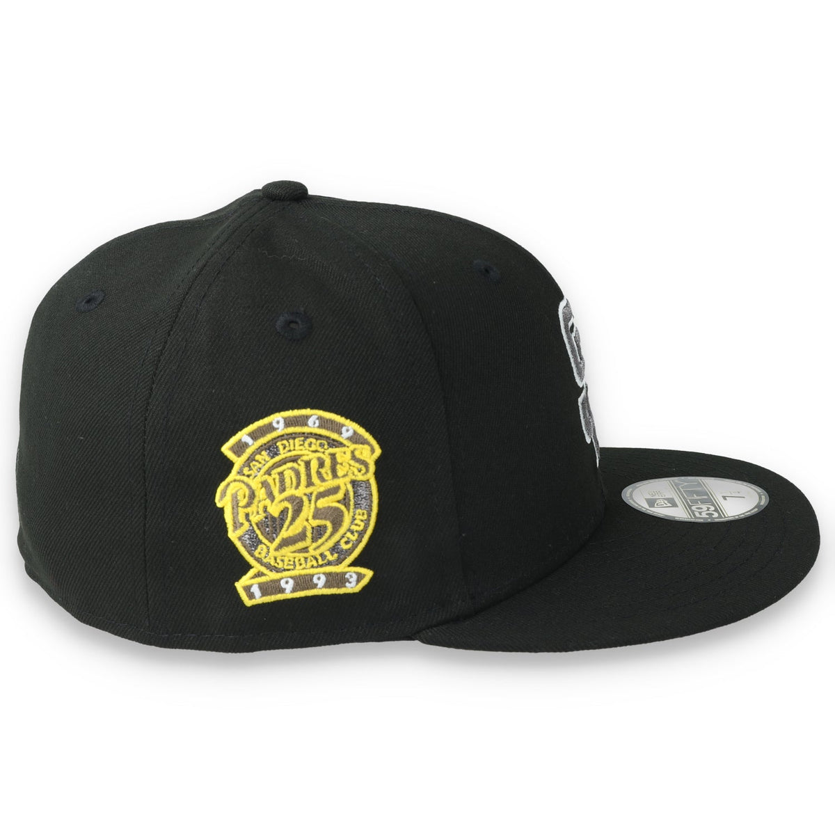 New Era San Diego Padres 25th Anniversary Side Patch 59FIFTY Fitted Hat-Metallic Grey/Black product image 6, provided for