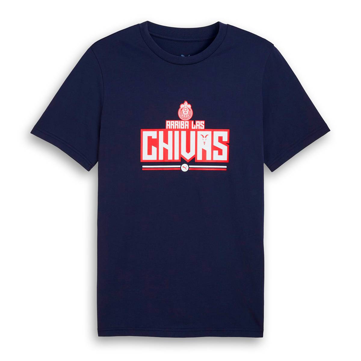 PUMA Men Chivas Guadalajara 2025 Culture T-Shirt - Navy product image 1, provided for visual reference and product detail