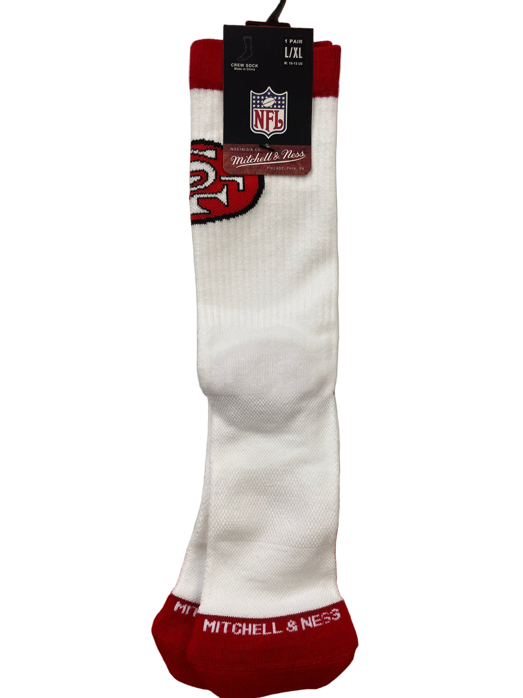 Mitchell and Ness San Francisco 49ers Touchback Crew Socks product image 2, provided for visual reference and product detail