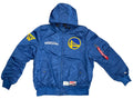 New Era Alpha Industries Golden State Warriors Bomber Jacket- Blue product image 1, provided for visual reference and