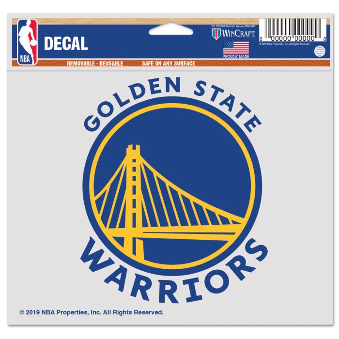 Golden State Warriors Multi-Use Decal -Clear Bckrgd 5" X 6" product image 1, provided for visual reference and product