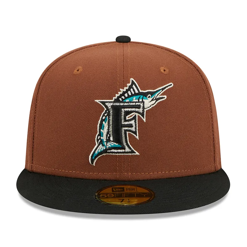New Era Florida Marlins Harvest 25th Side Patch 59fifty Fitted Hat-Brown product image 2, provided for visual reference and