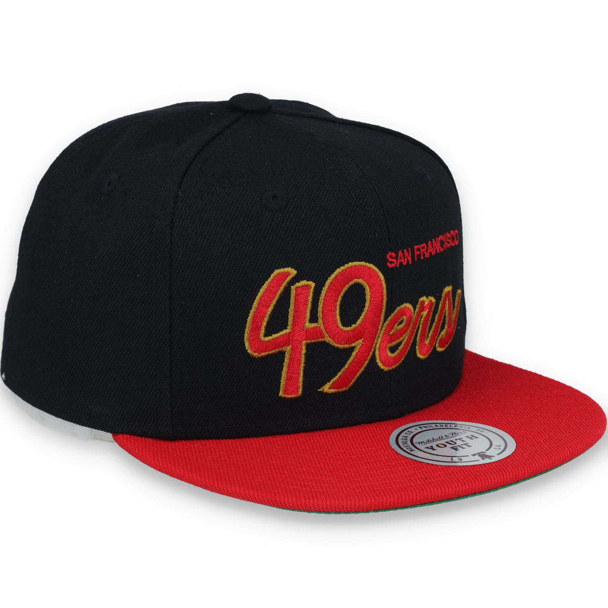 Mitchell & Ness Youth San Francisco 49ers Script Snapback Hat product image 2, provided for visual reference and product
